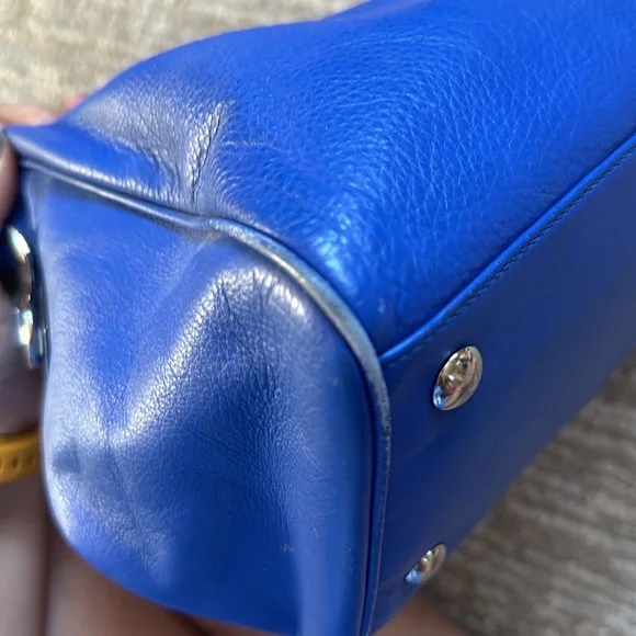 Coach Taylor Leather Satchel - Marine Blue Cobalt Carryall Handbag F25296 - Picture 5 of 6